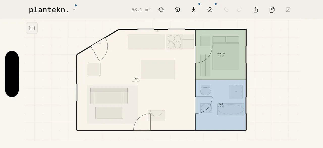 斜めの外壁を多角形で描いた住戸